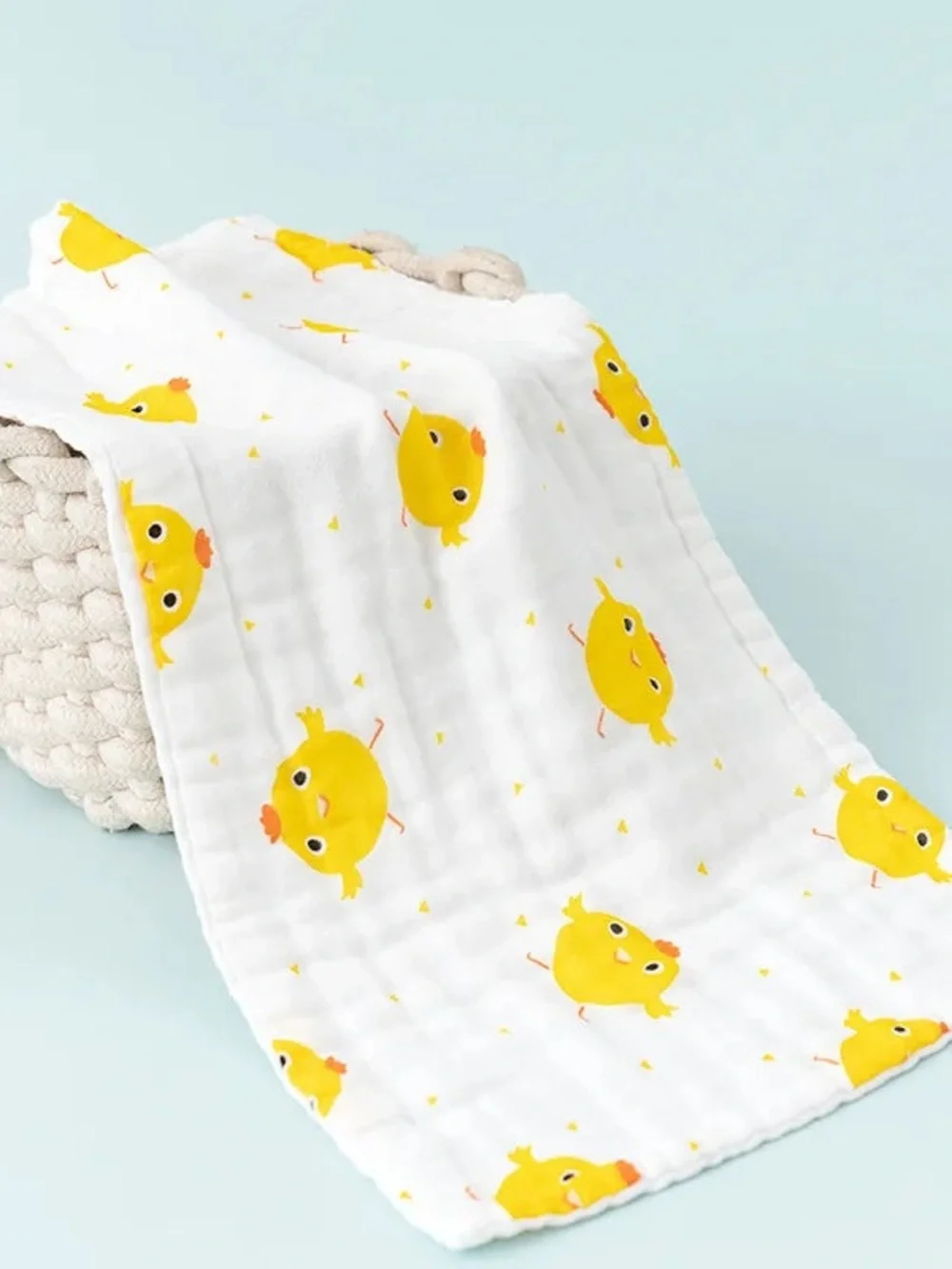 Yellow Chick Muslin Baby Swaddle Organic Blanket